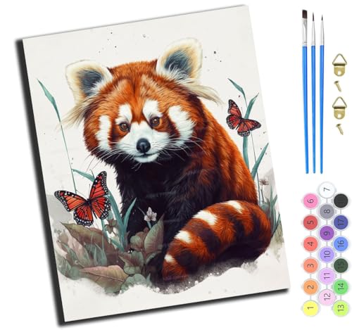 XIAOYOUQIAN Tiereniedlichroter Pandaschmetterling,Malen Nach Zahlen Erwachsene Kinder,Mädchen Und Junge,Farbiges Leinwand Acrylfarben Diy Ölgemälde Set Zur Heimdekoration,40X50Cm,Mit Rahmen XIAOYOUQIAN Tiereniedlichroter Pandaschmetterling,Malen Nach Zahlen Erwachsene Kinder,Mädchen Und Junge,Farbiges Leinwand Acrylfarben Diy Ölgemälde Set Zur Heimdekoration,40X50Cm,Mit Rahmen von XIAOYOUQIAN