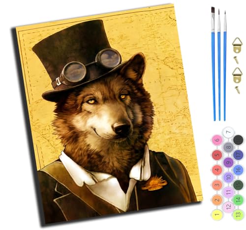 XIAOYOUQIAN Tierisches Lustiges Wolfsporträt,Malen Nach Zahlen Erwachsene,Diy Handgemalt Ölgemälde Kit,Paint By Numbers Adult Mit 3,Pinseln Und Acrylfarbe Leinwand Kit,40X50 Cm,Mit Rahmen XIAOYOUQIAN Tierisches Lustiges Wolfsporträt,Malen Nach Zahlen Erwachsene,Diy Handgemalt Ölgemälde Kit,Paint By Numbers Adult Mit 3,Pinseln Und Acrylfarbe Leinwand Kit,40X50 Cm,Mit Rahmen von XIAOYOUQIAN