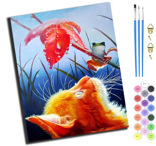 XIAOYOUQIAN Tierkatze Und Kleiner Frosch,Malen Nach Zahlen Erwachsene,Diy Handgemalt Ölgemälde Kit,Paint By Numbers Adult Mit 3,Pinseln Und Acrylfarbe Leinwand Kit,40X50 Cm,Mit Rahmen XIAOYOUQIAN Tierkatze Und Kleiner Frosch,Malen Nach Zahlen Erwachsene,Diy Handgemalt Ölgemälde Kit,Paint By Numbers Adult Mit 3,Pinseln Und Acrylfarbe Leinwand Kit,40X50 Cm,Mit Rahmen von XIAOYOUQIAN