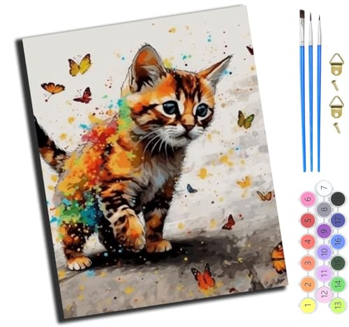 XIAOYOUQIAN Tierkatze Und Schmetterling,Malen Nach Zahlen Erwachsene,40X50Cm,Be Creative Heimdekoration Anfänger Mit Pinsel Und Acrylfarben Ölgemälde Für Home Decor,Mit Rahmen XIAOYOUQIAN Tierkatze Und Schmetterling,Malen Nach Zahlen Erwachsene,40X50Cm,Be Creative Heimdekoration Anfänger Mit Pinsel Und Acrylfarben Ölgemälde Für Home Decor,Mit Rahmen von XIAOYOUQIAN