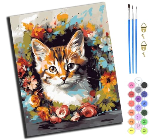 XIAOYOUQIAN Tierkatzenkranz,Malen Nach Zahlen Erwachsene,Diy Handgemalt Ölgemälde Kit,40X50 Cm,Paint By Numbers Adult Mit 3,Pinseln Und Acrylfarbe Leinwand Kit,Mit Rahmen XIAOYOUQIAN Tierkatzenkranz,Malen Nach Zahlen Erwachsene,Diy Handgemalt Ölgemälde Kit,40X50 Cm,Paint By Numbers Adult Mit 3,Pinseln Und Acrylfarbe Leinwand Kit,Mit Rahmen von XIAOYOUQIAN
