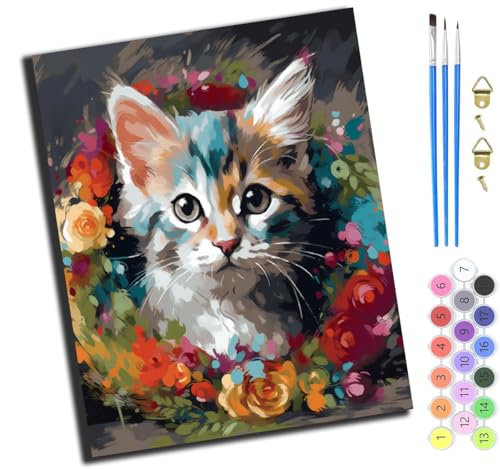 XIAOYOUQIAN Tierkatzenkranz,Malen Nach Zahlen Erwachsene,Diy Handgemalt Ölgemälde Kit,Paint By Numbers Adult Mit 3,Pinseln Und Acrylfarbe Leinwand Kit,40X50 Cm,Mit Rahmen XIAOYOUQIAN Tierkatzenkranz,Malen Nach Zahlen Erwachsene,Diy Handgemalt Ölgemälde Kit,Paint By Numbers Adult Mit 3,Pinseln Und Acrylfarbe Leinwand Kit,40X50 Cm,Mit Rahmen von XIAOYOUQIAN