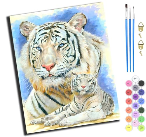 XIAOYOUQIAN Tierkönig Weißer Tiger,Malen Nach Zahlen Erwachsene,Diy Handgemalt Ölgemälde Kit,Anfänger Kreativ Bastelset Für Erwachsene Und Mädchen Geschenk,16X20 Inch,Mit Rahmen XIAOYOUQIAN Tierkönig Weißer Tiger,Malen Nach Zahlen Erwachsene,Diy Handgemalt Ölgemälde Kit,Anfänger Kreativ Bastelset Für Erwachsene Und Mädchen Geschenk,16X20 Inch,Mit Rahmen von XIAOYOUQIAN