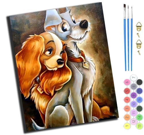 XIAOYOUQIAN Tierpaar Hund,Malen Nach Zahlen,Diy Handgemalt Ölgemälde,3 Pinseln Und Vorgedruckt Leinwand,Ölgemälde,Festival Geschenk Home Deko,40X50Cm,Mit Rahmen XIAOYOUQIAN Tierpaar Hund,Malen Nach Zahlen,Diy Handgemalt Ölgemälde,3 Pinseln Und Vorgedruckt Leinwand,Ölgemälde,Festival Geschenk Home Deko,40X50Cm,Mit Rahmen von XIAOYOUQIAN