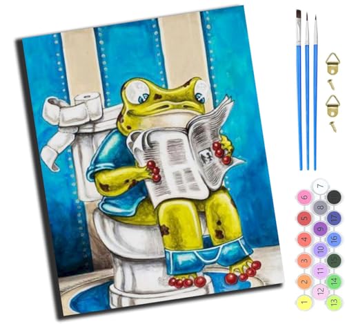 XIAOYOUQIAN Toiletten-Zeitungsfrosch,Malen Nach Zahlen Erwachsene,Diy Handgemalt Ölgemälde Kit,Paint By Numbers Adult Mit 3,Pinseln Und Acrylfarbe Leinwand Kit,40X50 Cm,Mit Rahmen XIAOYOUQIAN Toiletten-Zeitungsfrosch,Malen Nach Zahlen Erwachsene,Diy Handgemalt Ölgemälde Kit,Paint By Numbers Adult Mit 3,Pinseln Und Acrylfarbe Leinwand Kit,40X50 Cm,Mit Rahmen von XIAOYOUQIAN