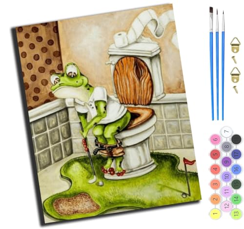 XIAOYOUQIAN Toilettengolffrosch,Malen Nach Zahlen Erwachsene,Diy Ölgemälde Leinwand Kit Mit Pinseln Und Acrylfarbe Für Home Haus Deko,50X40Cm,Mit Rahmen XIAOYOUQIAN Toilettengolffrosch,Malen Nach Zahlen Erwachsene,Diy Ölgemälde Leinwand Kit Mit Pinseln Und Acrylfarbe Für Home Haus Deko,50X40Cm,Mit Rahmen von XIAOYOUQIAN