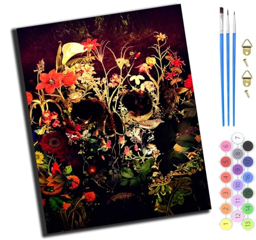 XIAOYOUQIAN Totenkopf-Rose-Blume,Diy Ölgemälde Malen Nach Zahlen Erwachsene Kinder,40X50Cm Handgemalte Geschenke Zahlenmalerei Ab 5 Öl Wandkunst Haus Dekoration Malen,Ohne Rahmen XIAOYOUQIAN Totenkopf-Rose-Blume,Diy Ölgemälde Malen Nach Zahlen Erwachsene Kinder,40X50Cm Handgemalte Geschenke Zahlenmalerei Ab 5 Öl Wandkunst Haus Dekoration Malen,Ohne Rahmen von XIAOYOUQIAN