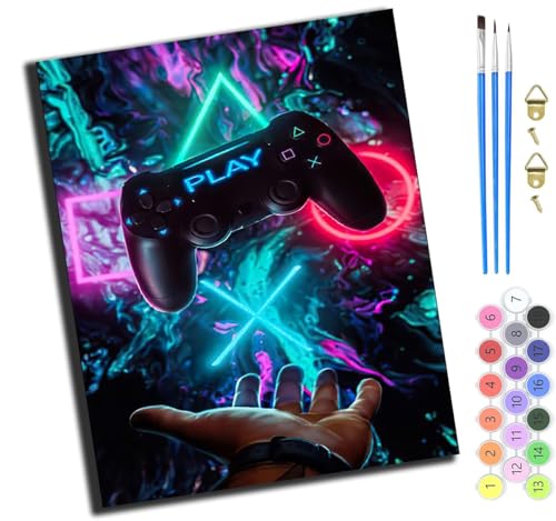 XIAOYOUQIAN Tuya-Spielecontroller,Malen Nach Zahlen Erwachsene,Diy Handgemalt Ölgemälde Kit,Anfänger Kreativ Bastelset Für Erwachsene Und Mädchen Geschenk,16X20 Inch,Ohne Rahmen von XIAOYOUQIAN