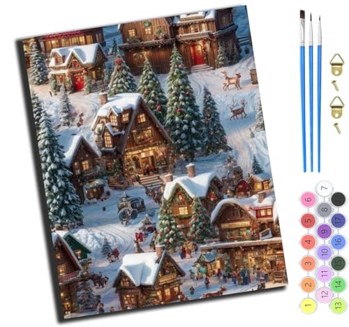 XIAOYOUQIAN Verschneite Weihnachtsstadt,Malen Nach Zahlen Erwachsene,Diy Handgemalt Ölgemälde Kit,Groß Diy Ölgemälde Kit Für Anfänger,Knitterfreie Leinwand,40X50Cm,Ohne Rahmen XIAOYOUQIAN Verschneite Weihnachtsstadt,Malen Nach Zahlen Erwachsene,Diy Handgemalt Ölgemälde Kit,Groß Diy Ölgemälde Kit Für Anfänger,Knitterfreie Leinwand,40X50Cm,Ohne Rahmen von XIAOYOUQIAN