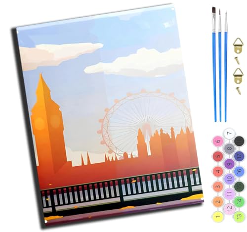XIAOYOUQIAN Wandering City London Großbritannien,Malen Nach Zahlen Erwachsene,Diy Mit Pinseln Und Acrylfarben Handgemalt Ölgemälde Leinwand Für Home Decor,(40X50Cm),Ohne Rahmen von XIAOYOUQIAN