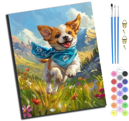 XIAOYOUQIAN Welpe Fliegt Über Das Blumenfeld,Malen Nach Zahlen Erwachsene,Diy Handgemalt Ölgemälde Kit,Paint By Numbers Adult Mit 3,Pinseln Und Acrylfarbe Leinwand Kit,40X50 Cm,Ohne Rahmen XIAOYOUQIAN Welpe Fliegt Über Das Blumenfeld,Malen Nach Zahlen Erwachsene,Diy Handgemalt Ölgemälde Kit,Paint By Numbers Adult Mit 3,Pinseln Und Acrylfarbe Leinwand Kit,40X50 Cm,Ohne Rahmen von XIAOYOUQIAN