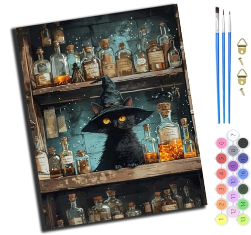 XIAOYOUQIAN Zaubertränke Und Zauberer Schwarze Katze,Malen Nach Zahlen Erwachsene,Diy Handgemalt Ölgemälde Kit,Inklusive Pinsel Und Acrylfarben,40X50 Cm,Ohne Rahmen XIAOYOUQIAN Zaubertränke Und Zauberer Schwarze Katze,Malen Nach Zahlen Erwachsene,Diy Handgemalt Ölgemälde Kit,Inklusive Pinsel Und Acrylfarben,40X50 Cm,Ohne Rahmen von XIAOYOUQIAN