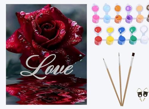 XIAOYOUQIAN rote rose tau reflexion liebe,Malen Nach Zahlen Erwachsene ,inklusive Pinsel und Acrylfarben , 40x50cm ,DIY Handgemalt Ölgemälde Kit ,mit Rahmen XIAOYOUQIAN rote rose tau reflexion liebe,Malen Nach Zahlen Erwachsene ,inklusive Pinsel und Acrylfarben , 40x50cm ,DIY Handgemalt Ölgemälde Kit ,mit Rahmen von XIAOYOUQIAN