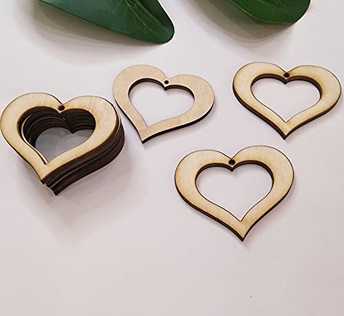 30 Stück Herz-Hohlrahmen, Ausschnitte, unlackierte Holz-Ohrringrohlinge, Herzen, Schmuckherstellung, Basteln, DIY-Projekt, Holz, baumelnde Ohrringe, Schmuckrohlinge (5,1 cm) von XIAOYUE