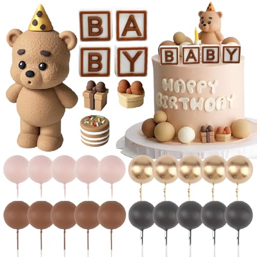 25 Stück Kind Tortendeko Bär Braun Teddybär Kuchen Dekoration Torten Topper Brauner Bär Boho Bären Kuchendekoratio DIY Kuchen "BABY" Kugeln Geschenkbox Kuchendekoration für Jungen Geburtstag Party 25 Stück Kind Tortendeko Bär Braun Teddybär Kuchen Dekoration Torten Topper Brauner Bär Boho Bären Kuchendekoratio DIY Kuchen "BABY" Kugeln Geschenkbox Kuchendekoration für Jungen Geburtstag Party von XIAQICA