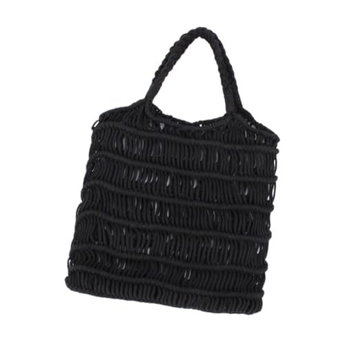 XIAQIQIFFF Strandtaschen for Damen, Sommer, Netzstoff, hohl, for den Urlaub(Black) von XIAQIQIFFF