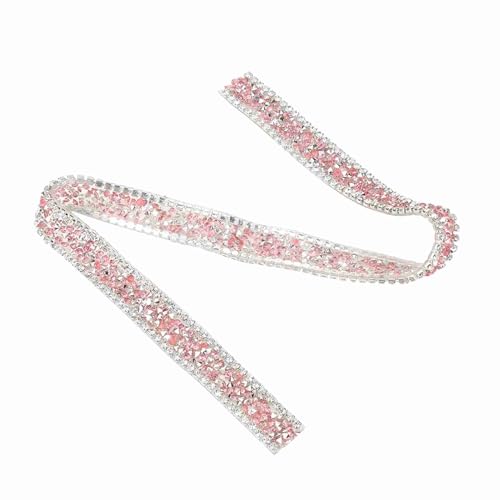 XIASABA 1 Yard 15mm Diamond Mesh Wrap Roll Sparkle Kristall Strassbanddekoration in grauem Silber und Rosa für Hochzeiten Geburtstage und andere besondere Veranstaltungen (Ziemlich rosa) von XIASABA
