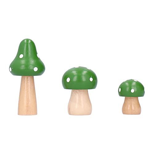 XIASABA 3PCS Set Pilzhandwerk innovative niedliche hölzerne Ornamente ideal für Home Office Desktop Dekoration in rosa Farbe Umweltfreundliche Qualität Holz Safe Langlebig (Green) von XIASABA
