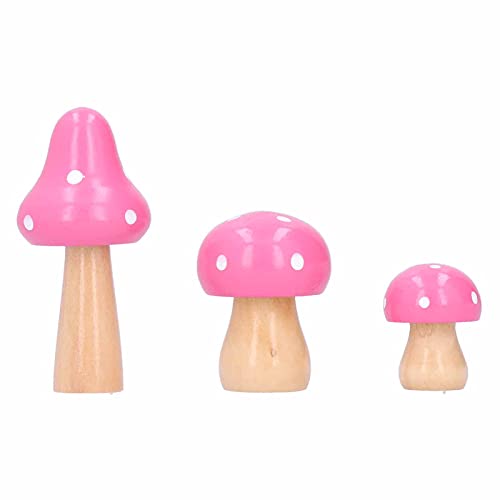 XIASABA 3PCS Set Pilzhandwerk innovative niedliche hölzerne Ornamente ideal für Home Office Desktop Dekoration in rosa Farbe Umweltfreundliche Qualität Holz Safe Langlebig (Pink) von XIASABA