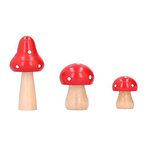 XIASABA 3PCS Set Pilzhandwerk innovative niedliche hölzerne Ornamente ideal für Home Office Desktop Dekoration in rosa Farbe Umweltfreundliche Qualität Holz Safe Langlebig (Red) von XIASABA
