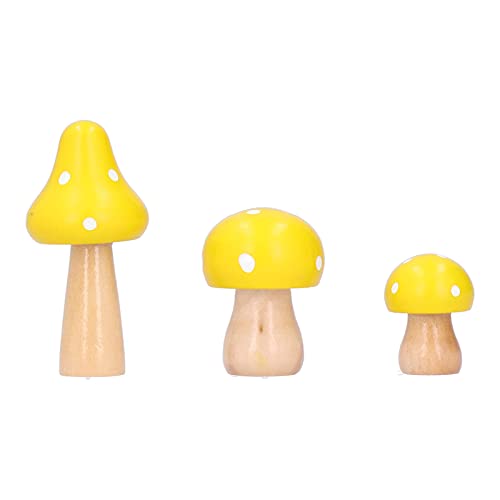 XIASABA 3PCS Set Pilzhandwerk innovative niedliche hölzerne Ornamente ideal für Home Office Desktop Dekoration in rosa Farbe Umweltfreundliche Qualität Holz Safe Langlebig (Yellow) von XIASABA