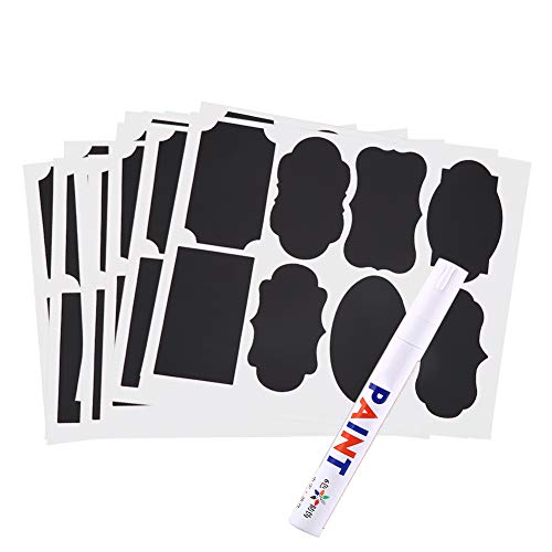 Xiasaba 88pcs Chalkboard Küchenglasflaschen Etikett Blackboard -Tag Aufkleber Handwerk Dekoration mit Stiftqualität PVC Selbstkleber ideal für Küchenlager und handgefertigtes Xiasaba 88pcs Chalkboard Küchenglasflaschen Etikett Blackboard -Tag Aufkleber Handwerk Dekoration mit Stiftqualität PVC Selbstkleber ideal für Küchenlager und handgefertigtes von XIASABA