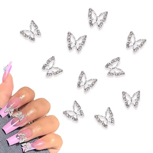 20 Stück Schmetterlings Nail Charms Legierung, Strasssteine NäGel, Silberfarbene Metallische Nagel Steine füR Diy Nagelherstellung, Schmuckdekoration, Dekorative HüLlen 20 Stück Schmetterlings Nail Charms Legierung, Strasssteine NäGel, Silberfarbene Metallische Nagel Steine füR Diy Nagelherstellung, Schmuckdekoration, Dekorative HüLlen von XIATIAN