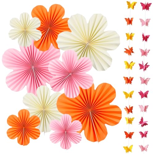 XIATIAN 11 Stück Papier Fächer Dekoration, Hanging Girlande Orange Rosa Cremefarben Blumen Papierblumen zum Aufhängen Party Deko für Hochzeit Geburtstag Tea Party Tischdeko Classroom Fasching Deko XIATIAN 11 Stück Papier Fächer Dekoration, Hanging Girlande Orange Rosa Cremefarben Blumen Papierblumen zum Aufhängen Party Deko für Hochzeit Geburtstag Tea Party Tischdeko Classroom Fasching Deko von XIATIAN