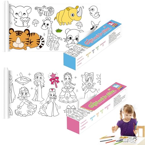 XIATIAN 2 Stück Schneidbare Malrolle für Kinder, 30 * 300 cm Zeichnungsrolle für Kinder, Selbstklebend Malpapier Ausmalrolle Ideal für Wand Coloring Set für Geschenk (B) von XIATIAN