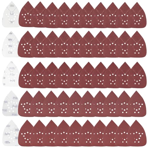 XIATIAN 50 Stück Schleifpapier Dreieckschleifer, 135 x 95 mm Deltaschleifer Schleifpapier Klett mit 12 Löchern, Körnung 60/80/120/180/220 für Holzarbeiten Metall Polieren Schleifen XIATIAN 50 Stück Schleifpapier Dreieckschleifer, 135 x 95 mm Deltaschleifer Schleifpapier Klett mit 12 Löchern, Körnung 60/80/120/180/220 für Holzarbeiten Metall Polieren Schleifen von XIATIAN