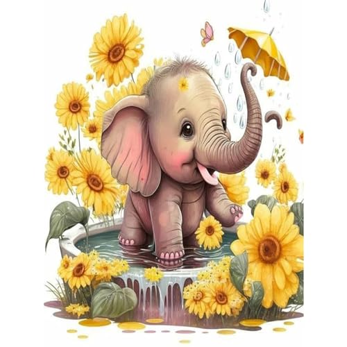 XIATIAN Diamond Painting Kits Erwachsene und Kinder, 5D Diamant Painting Elefant Bilder Tiere Set,Diamant Malerei Kits, DIY Rund Full Drill Craft Cross Stickerei für Wall Room Home Decoration von XIATIAN