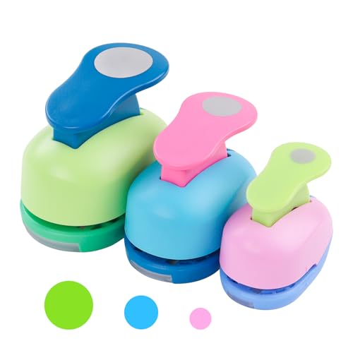 XIATIAN Stanzer Rund 3 Stück, Stanzer Kreis Motivstanzer Rund Motivlocher Papierstanzer Set, Motivlocher Stanzer für DIY, Basteln, Scrapbooking, Geschenkanhänger (8mm 15mm 25mm) von XIATIAN