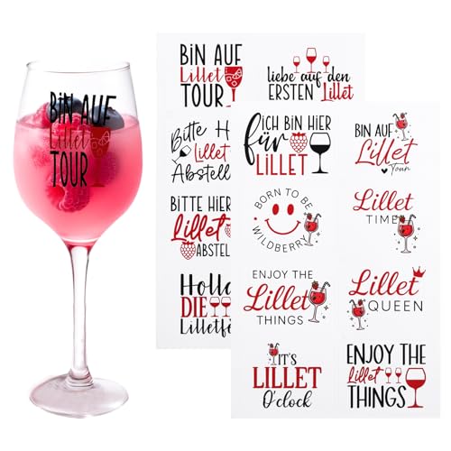 Lillet Sticker Set – 4 Bögen mit je 16 Motiven für Gläser & Deko – Abziehbare Aufkleber für Lillet Gläser, Flaschen & Accessoires – Perfektes Lillet Geschenkset für Frauen & Fans von XIAZHDZ