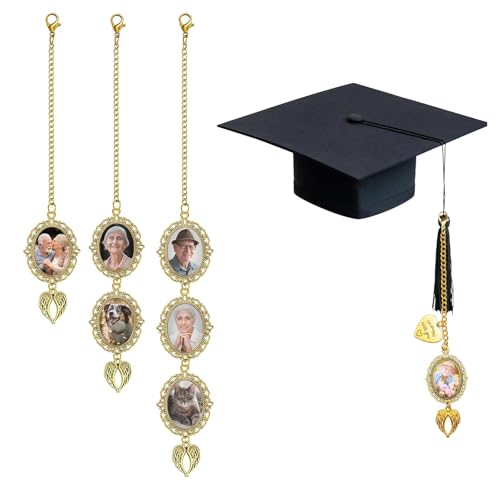 Custom Graduation Tassel Photo Charm, Memorial Tassel for Graduation 2025 for Cap Memorial Tassel Charm for Him Her Graduation Gifts for Gown Ceremony (Gold-A*B*C) von XIBHDN