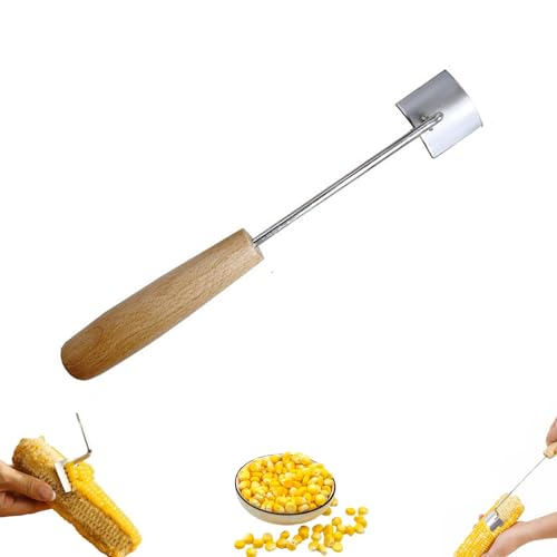 Glowflip Corn Stripper,Corn Stripping Tool,Long Handle Stainless Steel Corn Stripping Tool,For Home Kitchens, Restaurant Chefs, Outdoor Dining (1Pcs-Wooden handle) von XIBHDN