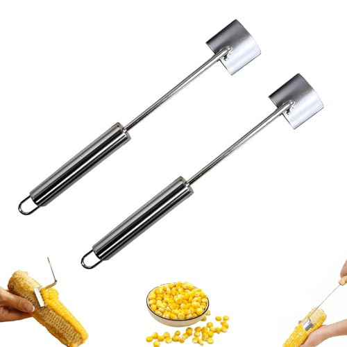 Glowflip Corn Stripper,Corn Stripping Tool,Long Handle Stainless Steel Corn Stripping Tool,For Home Kitchens, Restaurant Chefs, Outdoor Dining (2Pcs-Stainless steel handle) von XIBHDN