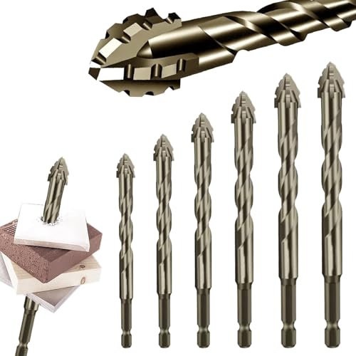 New Four-Flute Sawtooth Eccentric Drill Bit, Four Blade Serrated Eccentric Drill, 4 Flute Drill Bit Set, For Metal/Wood/Plastic - Efficient Chip Removal & Heat Resistances (6pcs) von XIBHDN