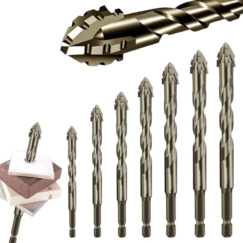 New Four-Flute Sawtooth Eccentric Drill Bit, Four Blade Serrated Eccentric Drill, 4 Flute Drill Bit Set, For Metal/Wood/Plastic - Efficient Chip Removal & Heat Resistances (7pcs) von XIBHDN