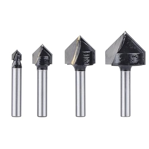 XIBIO 4 Stück V Bit 90 Grad V Nut Bit Wolfram Stahl V Form Fase Schaftfräser Holz Bohren 1/4" 1/2" 3/4" 1" Zoll Schaft 1/4" XIBIO 4 Stück V Bit 90 Grad V Nut Bit Wolfram Stahl V Form Fase Schaftfräser Holz Bohren 1/4" 1/2" 3/4" 1" Zoll Schaft 1/4" von XIBIO