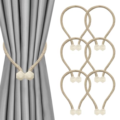 XIDOU Magnetische Vorhang Tiebacks, Vorhang Halter, Vorhang Seil Tieback Vorhang Halter für Vorhänge, Moderne Krawatte Backs 6pcs (Leichter Kaffee) von XIDOU