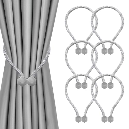 XIDOU Magnetische Vorhang Tiebacks, Vorhang Halter, Vorhang Seil Tieback Vorhang Halter für Vorhänge, Moderne Krawatte Backs 6pcs (grau) von XIDOU