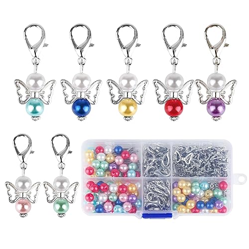 XIEJ 50 Sets Schutzengel Schlüsselanhänger, Selber Machen Perlenengel Anhänger, Schutzengel Anhänger, Schutzengel Schlüsselanhänger für DIY Schmuck Basteln, Geschenk, Hochzeit Taufe, 8 Farben XIEJ 50 Sets Schutzengel Schlüsselanhänger, Selber Machen Perlenengel Anhänger, Schutzengel Anhänger, Schutzengel Schlüsselanhänger für DIY Schmuck Basteln, Geschenk, Hochzeit Taufe, 8 Farben von XIEJ