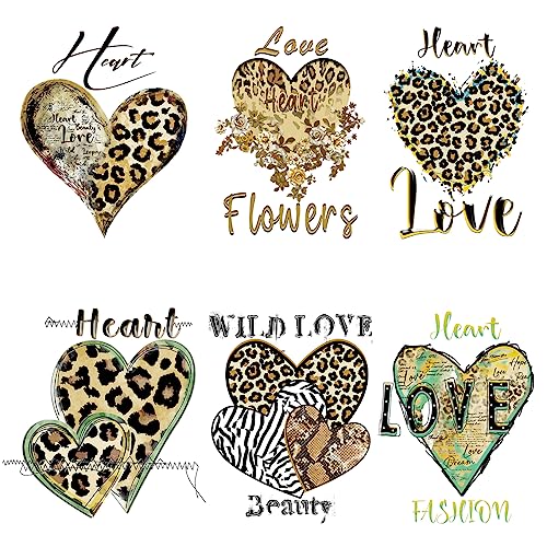 Love Heart Iron On Patch Leopard Iron On Transfer Decal for T-Shirt Girls Women Heat Transfer Vinyl HTV Sticker for Clothes Sweatshirt Jeans Jacket Handbag Backpack Decoration DIY Design Gift 6 Sheets Love Heart Iron On Patch Leopard Iron On Transfer Decal for T-Shirt Girls Women Heat Transfer Vinyl HTV Sticker for Clothes Sweatshirt Jeans Jacket Handbag Backpack Decoration DIY Design Gift 6 Sheets von XIELIME
