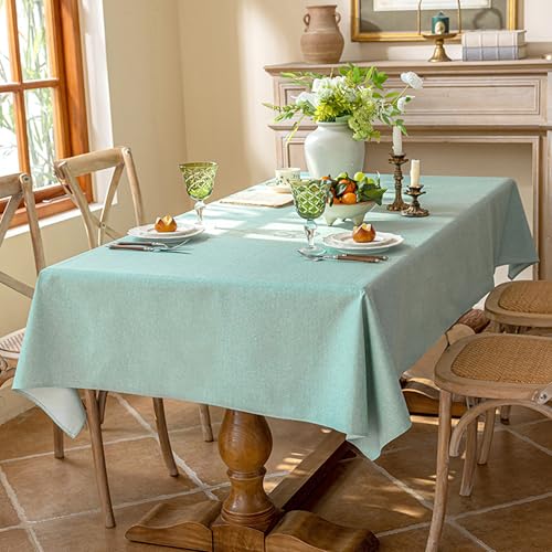 XIEMINLE Einfarbige Tischdecke, rechteckiger Stoff, staubdicht, auslaufsicher, Tischdekoration, waschbare Tischdecke für Party, Picknick, Esszimmer, Küche (140 x 140 cm, Grün) von XIEMINLE