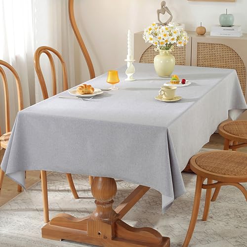 XIEMINLE Einfarbige Tischdecke, rechteckiger Stoff, staubdicht, auslaufsicher, Tischdekoration, waschbare Tischdecke für Party, Picknick, Esszimmer, Küche (360 x 140 cm, Grau) von XIEMINLE
