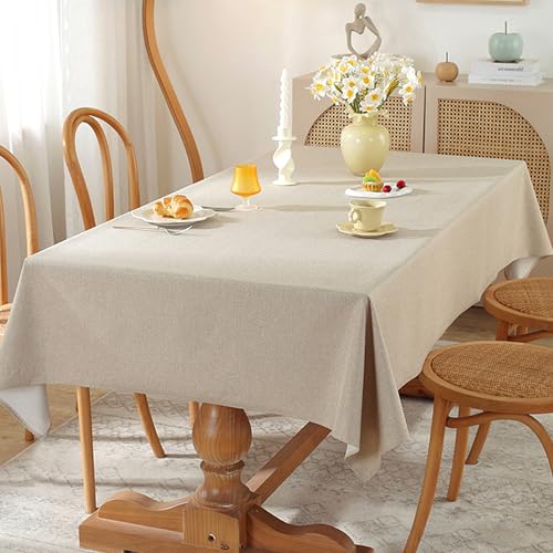 XIEMINLE Einfarbige Tischdecke, rechteckiger Stoff, staubdicht, auslaufsicher, Tischdekoration, waschbare Tischdecke für Party, Picknick, Esszimmer, Küche (360 x 140 cm, Kaffee) von XIEMINLE