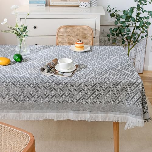 XIEMINLE Fleckenabweisende Polyester-Baumwoll-Tischdecke, rechteckig, rund, staubdicht, Tischdecke für Hochzeit, Party, Zuhause, Tischdekoration, Tischdecke mit Quasten-Design (180 x 180 cm, Hellgrau) XIEMINLE Fleckenabweisende Polyester-Baumwoll-Tischdecke, rechteckig, rund, staubdicht, Tischdecke für Hochzeit, Party, Zuhause, Tischdekoration, Tischdecke mit Quasten-Design (180 x 180 cm, Hellgrau) von XIEMINLE