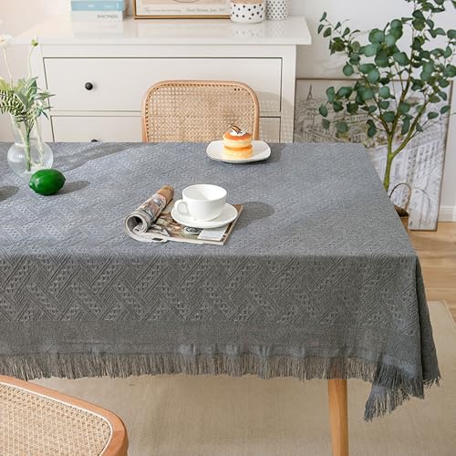 XIEMINLE Fleckenabweisende Polyester-Baumwoll-Tischdecke, rechteckig, rund, staubdicht, Tischdecke für Hochzeit, Party, Zuhause, Tischdekoration, Tischdecke mit Quasten-Design (180 x 180 cm XIEMINLE Fleckenabweisende Polyester-Baumwoll-Tischdecke, rechteckig, rund, staubdicht, Tischdecke für Hochzeit, Party, Zuhause, Tischdekoration, Tischdecke mit Quasten-Design (180 x 180 cm von XIEMINLE