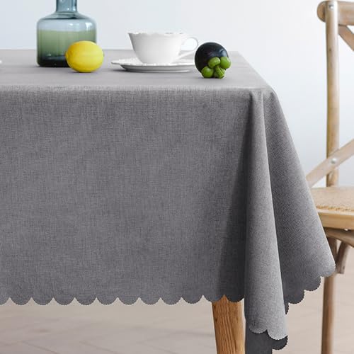 XIEMINLE Rechteckige Tischdecke für Familientreffen, Picknick, Essen, Baumwollleinen, einfarbige Tischdecke, 2–6 Sitze, knitterfreie Tischdecke, Tischdekoration, 140 x 140 cm, Grau 2 XIEMINLE Rechteckige Tischdecke für Familientreffen, Picknick, Essen, Baumwollleinen, einfarbige Tischdecke, 2–6 Sitze, knitterfreie Tischdecke, Tischdekoration, 140 x 140 cm, Grau 2 von XIEMINLE