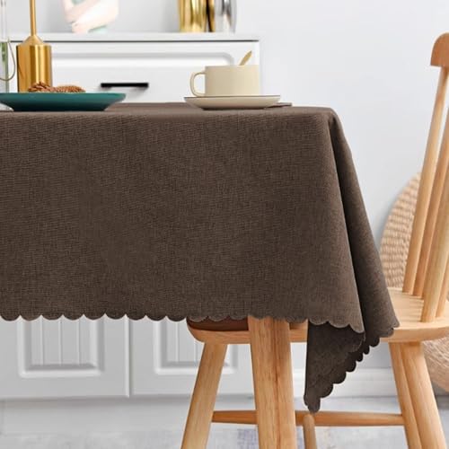 XIEMINLE Rechteckige Tischdecke für Familientreffen, Picknick, Essen, Baumwollleinen, einfarbige Tischdecke, 2–6 Sitze, knitterfreie Tischdecke, Tischdekoration (140 x 90 cm, Kaffee2) von XIEMINLE